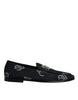 Dolce & Gabbana Black Logo Cotton Loafers Formal Dress Shoes