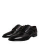 Dolce & Gabbana Black Embroidered Classic Leather Derby Dress Shoes