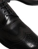 Dolce & Gabbana Black Embroidered Classic Leather Derby Dress Shoes