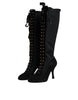 Dolce & Gabbana Black Lace Up Heels High Boots Shoes