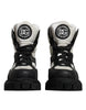 Dolce & Gabbana Black White Padded Mid Calf Lace Up Boots Shoes