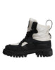 Dolce & Gabbana Black White Padded Mid Calf Lace Up Boots Shoes
