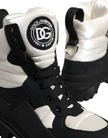 Dolce & Gabbana Black White Padded Mid Calf Lace Up Boots Shoes