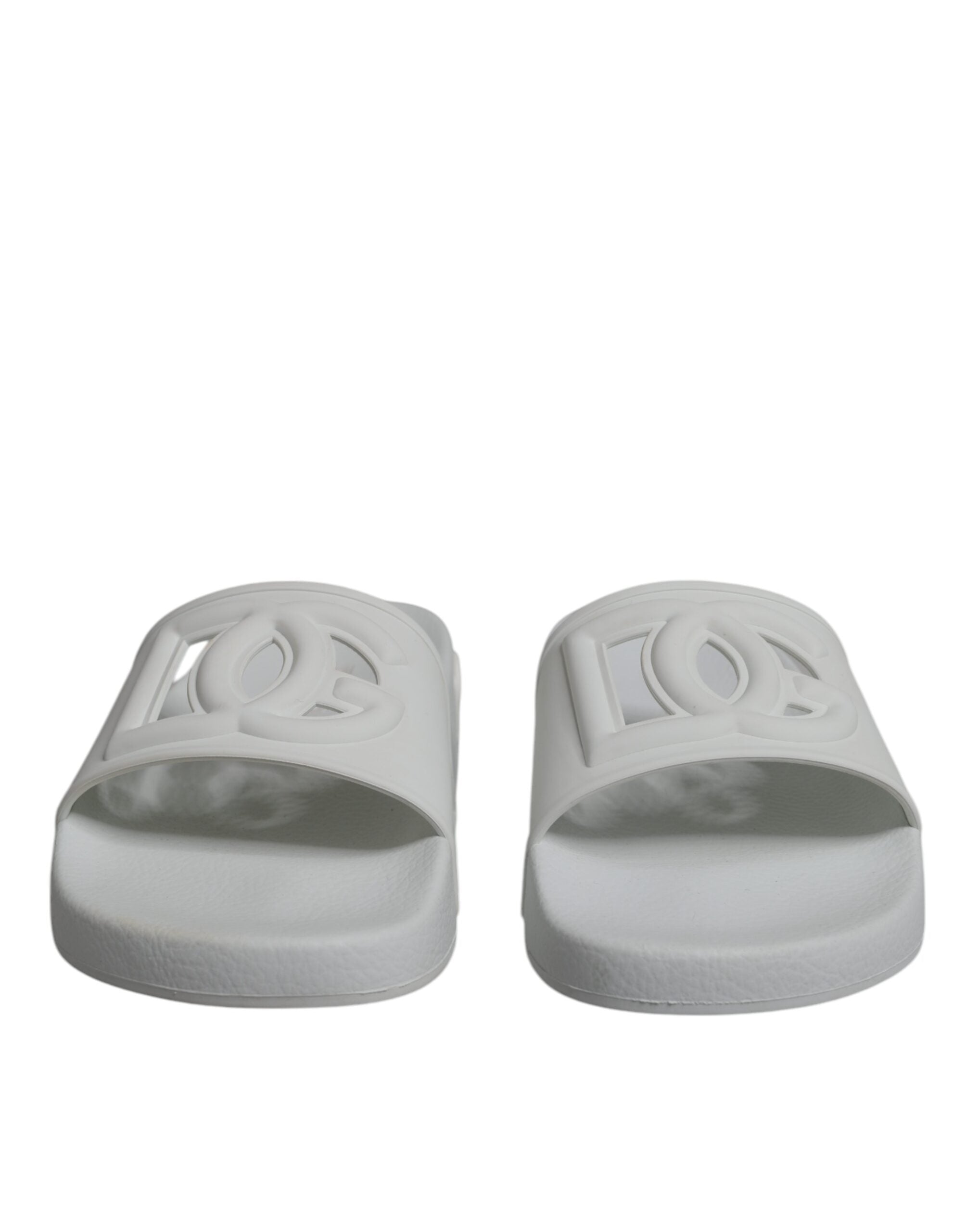 Dolce & Gabbana White Rubber Slides Sandals Beachwear Shoes