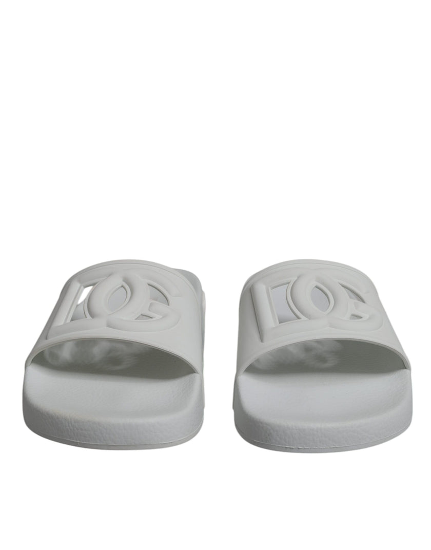 Dolce & Gabbana White Rubber Slides Sandals Beachwear Shoes