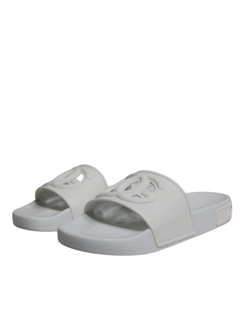 Dolce & Gabbana White Rubber Slides Sandals Beachwear Shoes