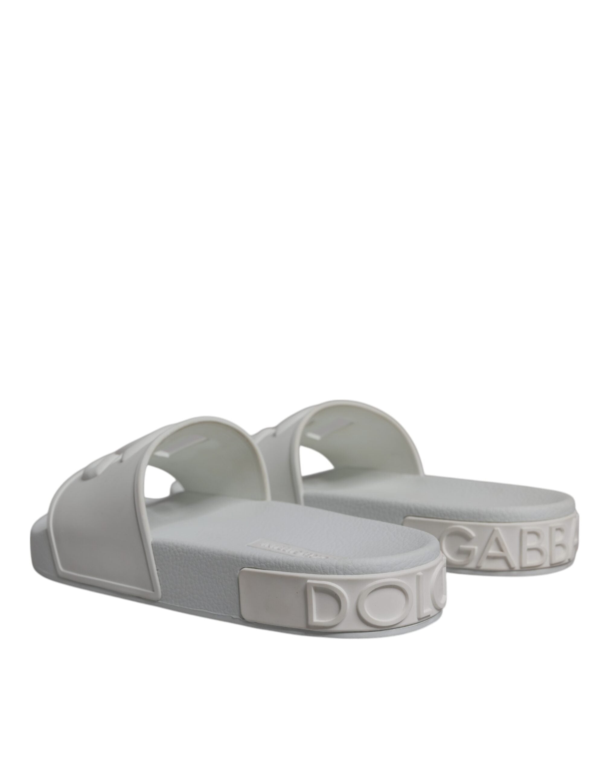 Dolce & Gabbana White Rubber Slides Sandals Beachwear Shoes
