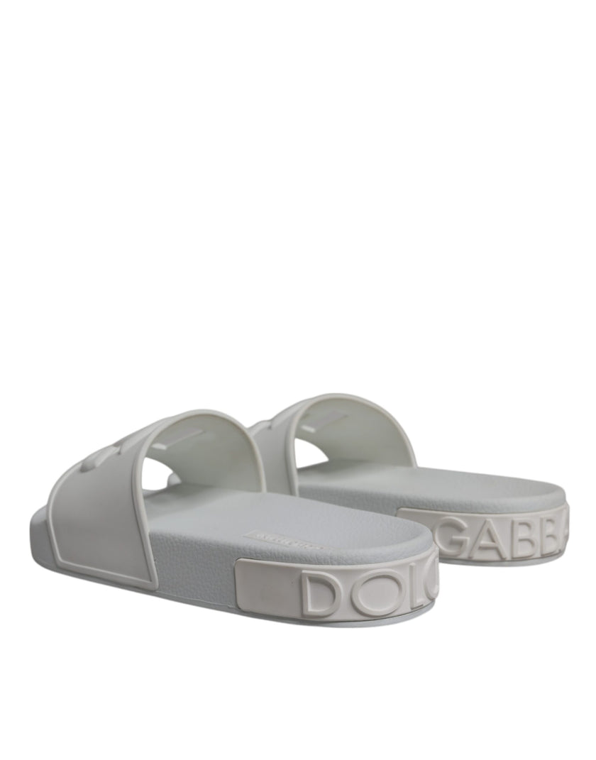 Dolce & Gabbana White Rubber Slides Sandals Beachwear Shoes