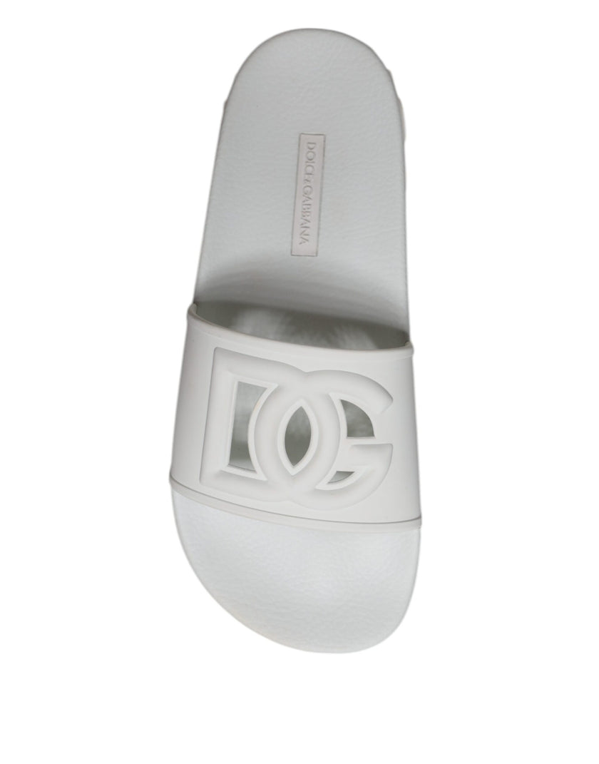 Dolce & Gabbana White Rubber Slides Sandals Beachwear Shoes
