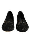 Dolce & Gabbana Black Taormina Lace Slip On Flats Shoes