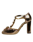 Dolce & Gabbana Gold Embellished Vally Heels Sandals Shoes