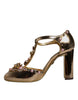 Dolce & Gabbana Gold Embellished Vally Heels Sandals Shoes