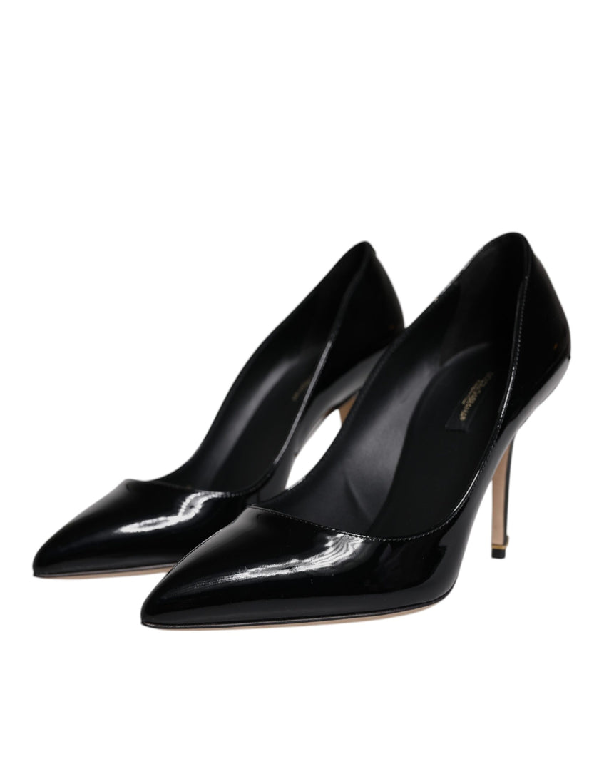Dolce & Gabbana Black Patent Leather High Heels Pumps Shoes