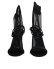 Dolce & Gabbana Black Tulle Stretch Heels Sandals Shoes