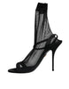 Dolce & Gabbana Black Tulle Stretch Heels Sandals Shoes