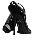 Dolce & Gabbana Black Tulle Stretch Heels Sandals Shoes