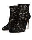 Dolce & Gabbana Black Floral Lace Heels Ankle Boots Shoes