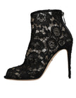 Dolce & Gabbana Black Floral Lace Heels Ankle Boots Shoes