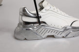 Dolce & Gabbana White Silver Daymaster Low Top Sneaker Shoes