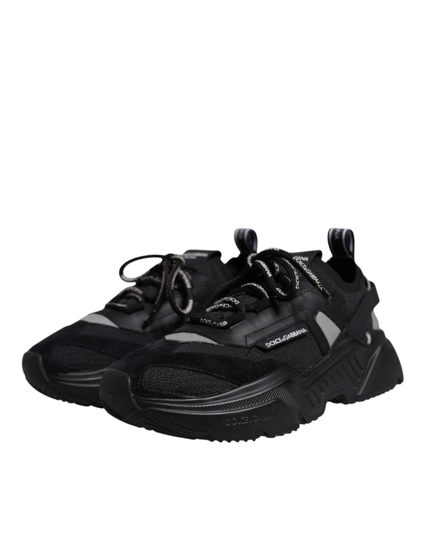 Dolce & Gabbana Black Leather Daymaster Low Top Sneaker Shoes