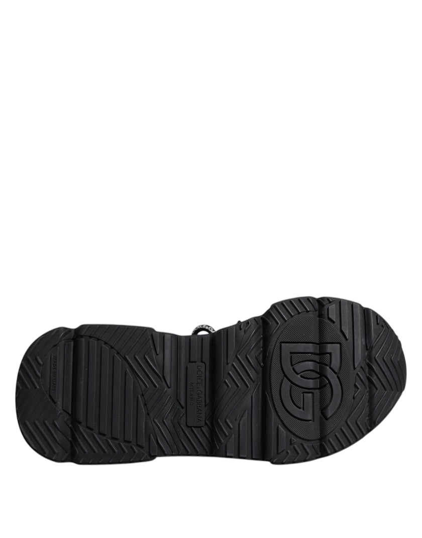 Dolce & Gabbana Black Leather Daymaster Low Top Sneaker Shoes