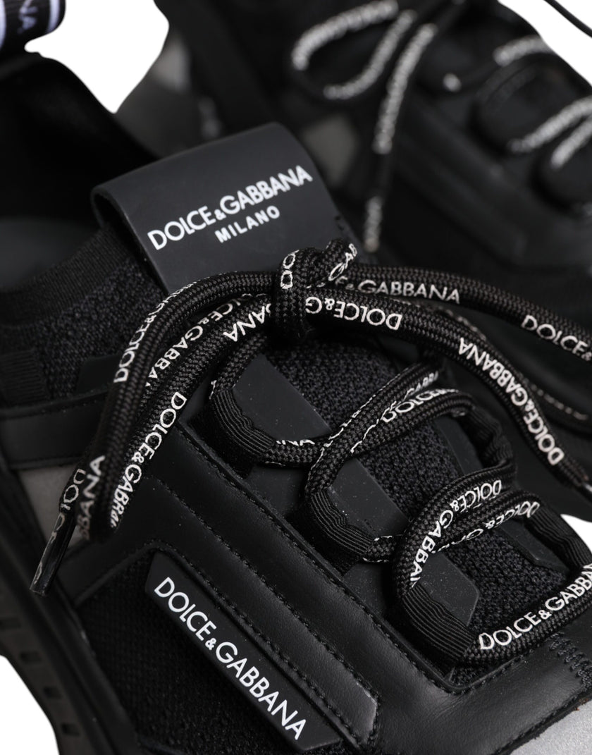 Dolce & Gabbana Black Leather Daymaster Low Top Sneaker Shoes