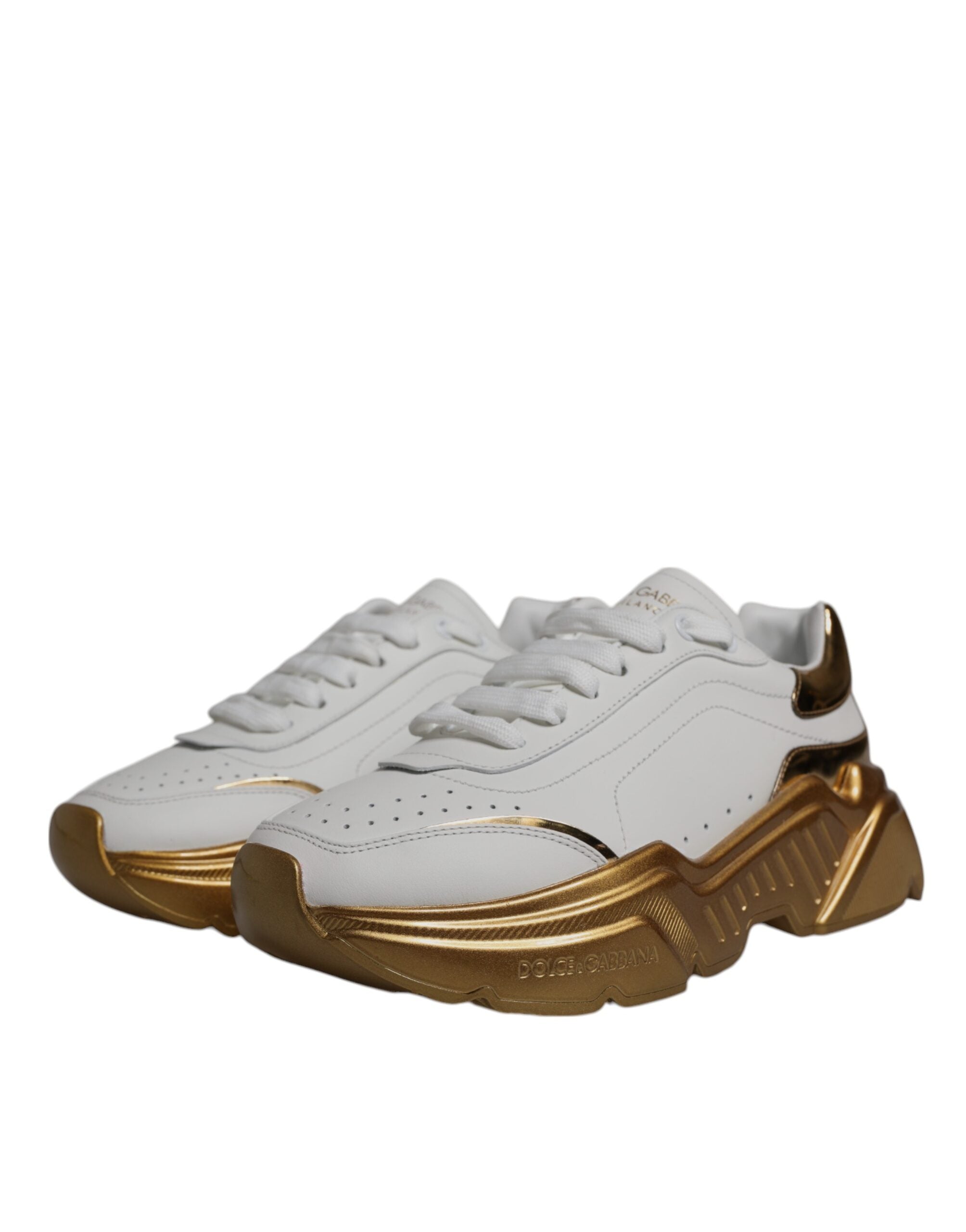 Dolce & Gabbana White Gold Daymaster Low Top Sneaker Shoes