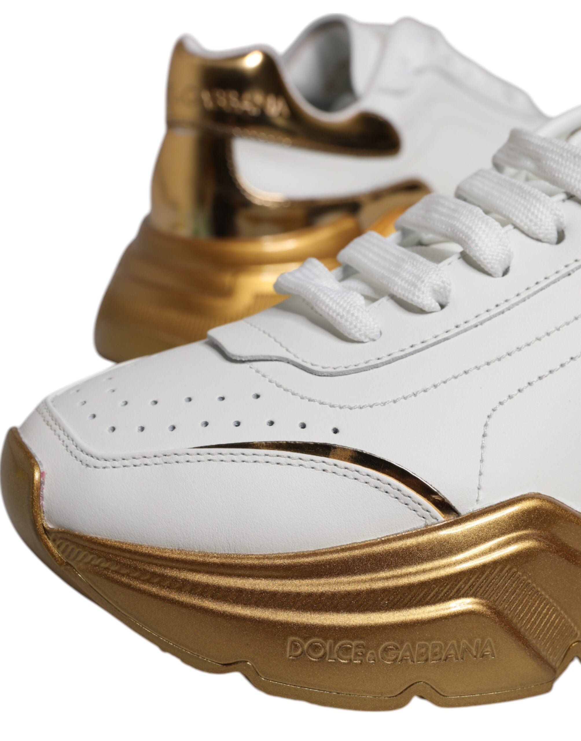 Dolce & Gabbana White Gold Daymaster Low Top Sneaker Shoes
