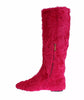 Dolce & Gabbana Pink Lamb Fur Leather Flat Boots Shoes