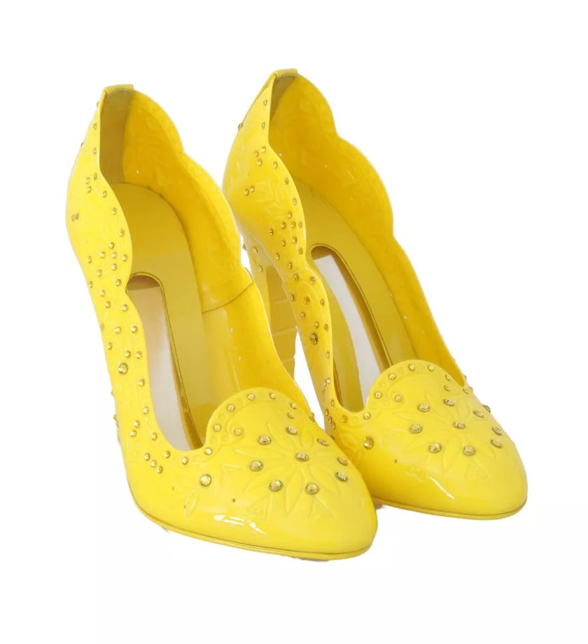 Dolce & Gabbana Yellow Crystal Heels CINDERELLA Shoes
