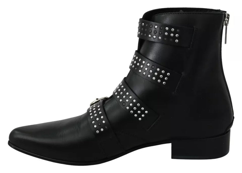 Dondup Black Fashion Buckled Zipper Ankle Boots Shoes