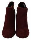Steve Madden Maroon Blush Velvet Suede Penelope Ankle Boots Shoes