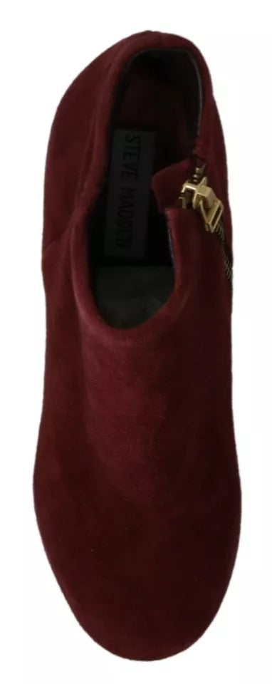 Steve Madden Maroon Blush Velvet Suede Penelope Ankle Boots Shoes