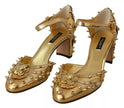 Dolce & Gabbana Gold Studs Vally Slingback Sandals Shoes