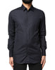 Dolce & Gabbana Dark Blue GOLD Cotton Long Sleeves Dress Shirt