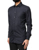 Dolce & Gabbana Dark Blue GOLD Cotton Long Sleeves Dress Shirt