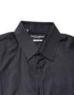 Dolce & Gabbana Dark Blue GOLD Cotton Long Sleeves Dress Shirt