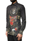 Dolce & Gabbana Black Royal Pet Portrait GOLD Dress Shirt