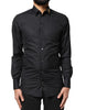 Dolce & Gabbana Black Love Embroidery GOLD Formal Dress Shirt