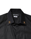 Dolce & Gabbana Black GOLD Cross Embellished Men Dress Shirt