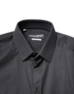 Dolce & Gabbana Black Cotton GOLD Long Sleeves Dress Shirt
