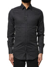 Dolce & Gabbana Black GOLD Patterned Cotton Men Dress Shirt
