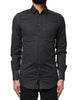 Dolce & Gabbana Black GOLD Patterned Cotton Men Dress Shirt