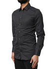 Dolce & Gabbana Black GOLD Patterned Cotton Men Dress Shirt