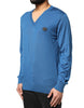 Dolce & Gabbana Blue Cashmere Crown V-neck Pullover Sweater
