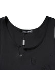Dolce & Gabbana Black Cotton Rip Style Sleeveless Men Tank T-shirt
