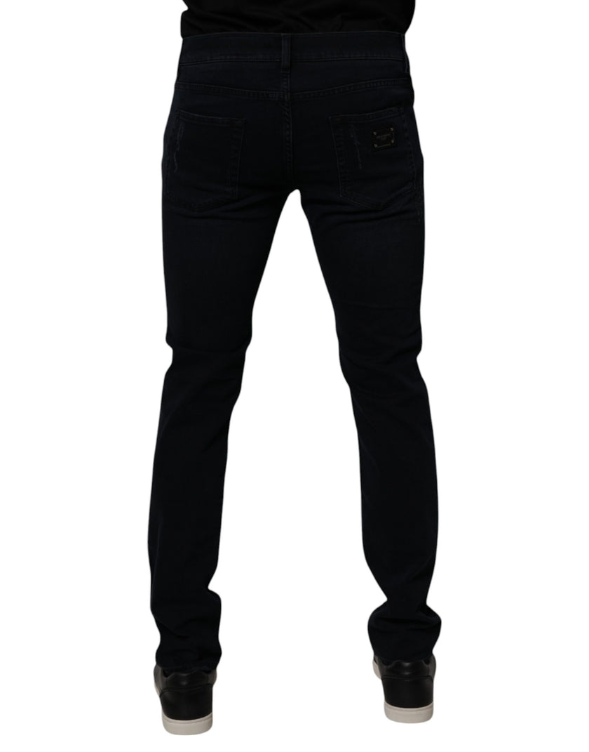 Dolce & Gabbana Black Cotton Skinny Denim Men Jeans