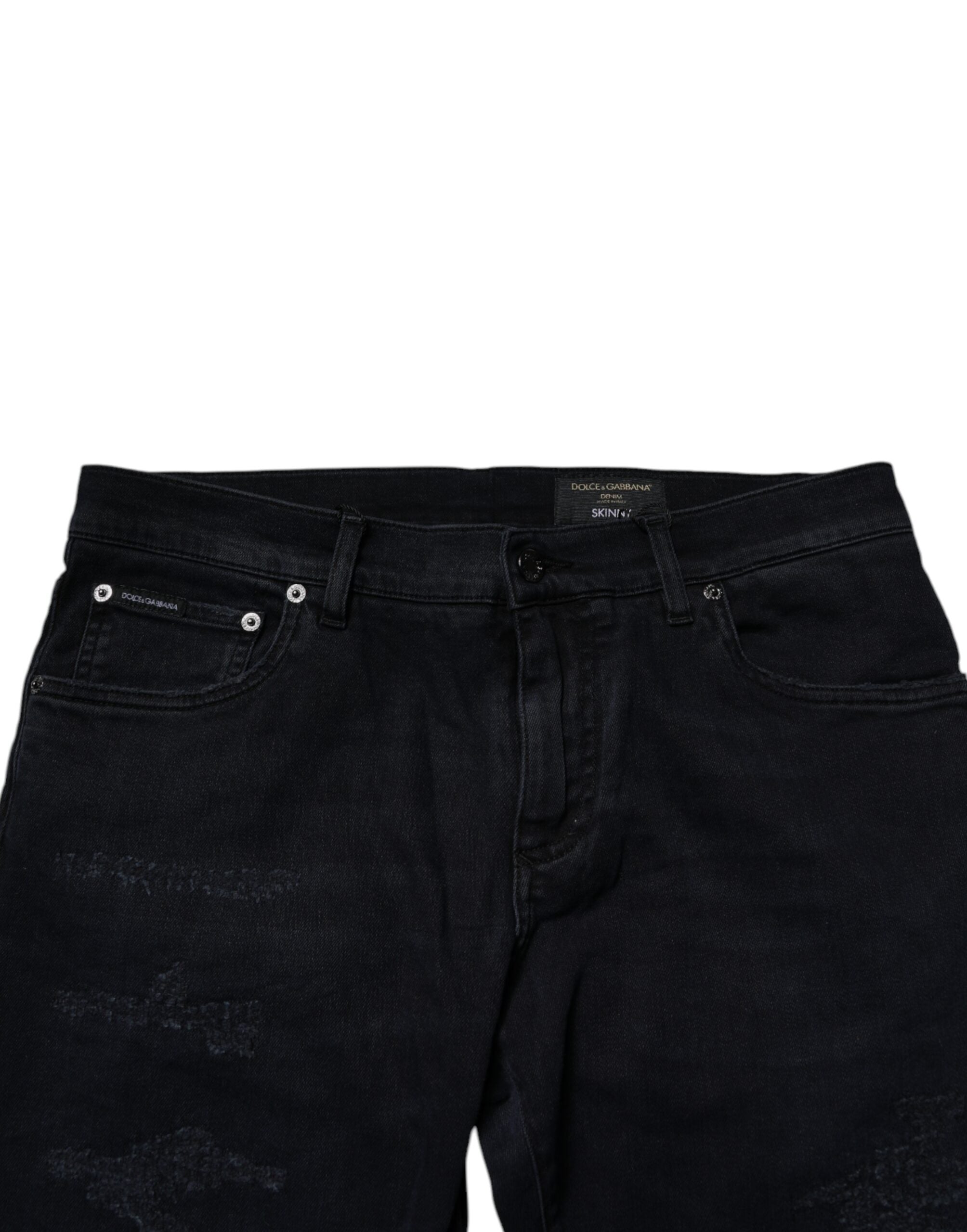 Dolce & Gabbana Black Cotton Skinny Denim Men Jeans