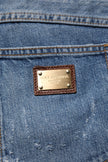 Dolce & Gabbana Blue Tattered Cotton Straight Denim Jeans