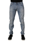 Dolce & Gabbana Blue Tattered Cotton Skinny Men Denim Jeans
